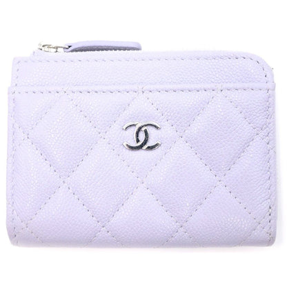 Chanel Quilted Fragment Case Mini Wallet Card Coin Purse Light Purple Lavender