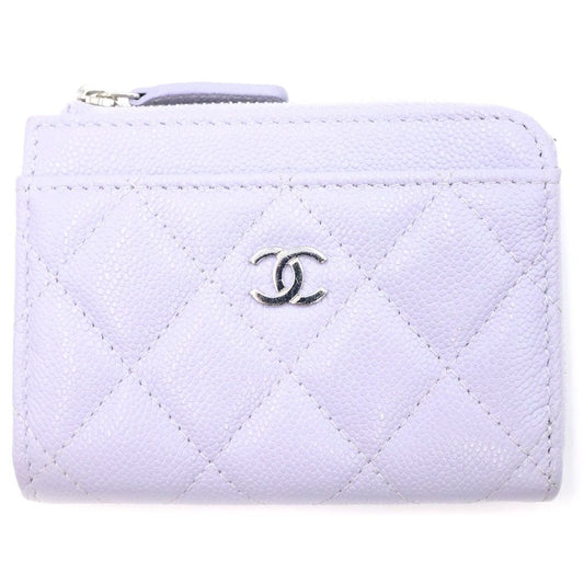 Chanel Quilted Fragment Case Mini Wallet Card Coin Purse Light Purple Lavender