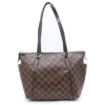 Louis Vuitton Damier Totally PM Tote Bag Brown Leather Gold
