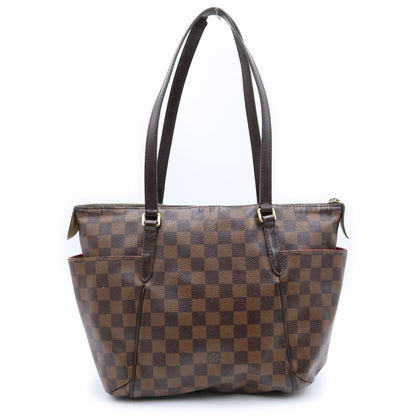 Louis Vuitton Damier Totally PM Tote Bag Brown Leather Gold — view 2