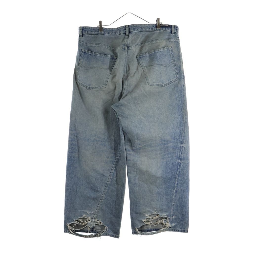 Balenciaga Drawcord Twist Baggy Denim Pants Indigo — view 2