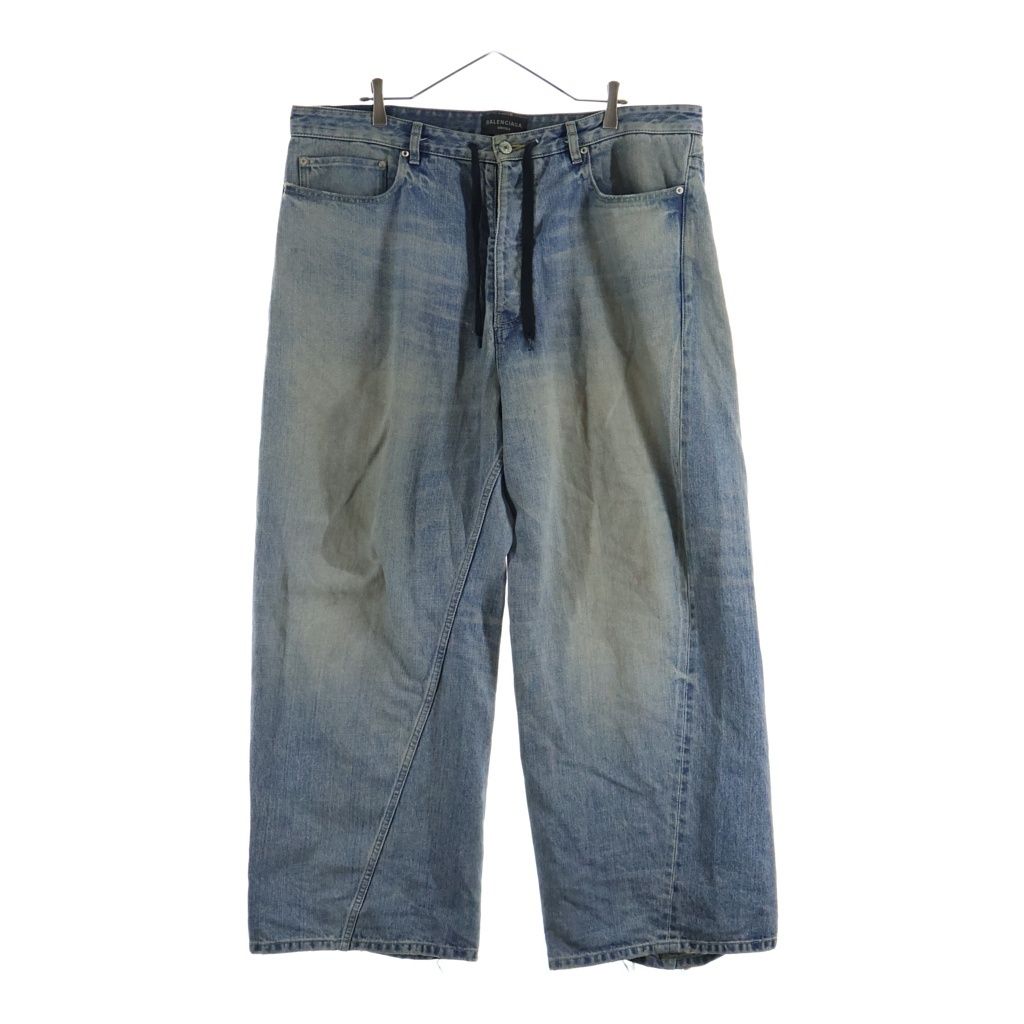 Balenciaga Drawcord Twist Baggy Denim Pants Indigo