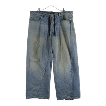 Balenciaga Drawcord Twist Baggy Denim Pants Indigo