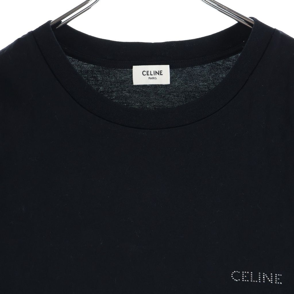 Celine Studded Logo Crew Neck T-Shirt Black — view 3