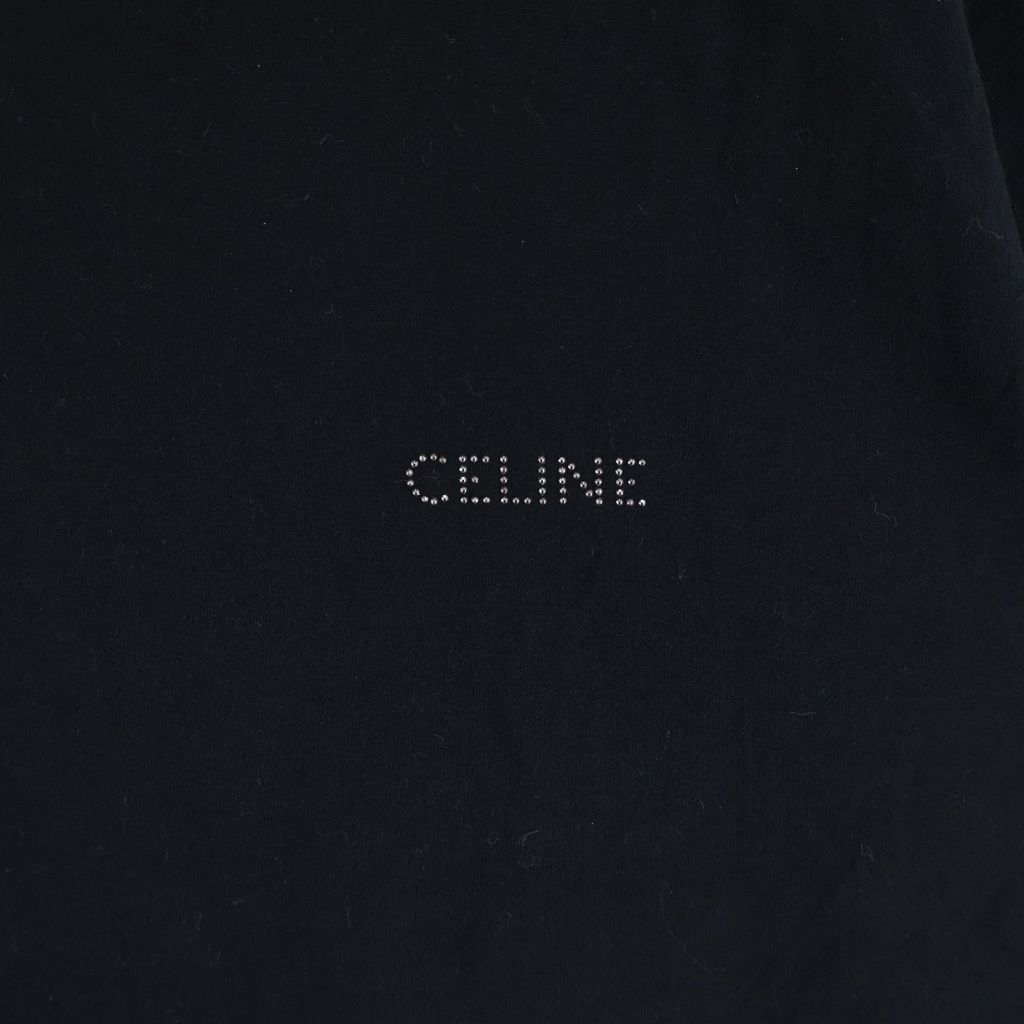 Celine Studded Logo Crew Neck T-Shirt Black — view 5