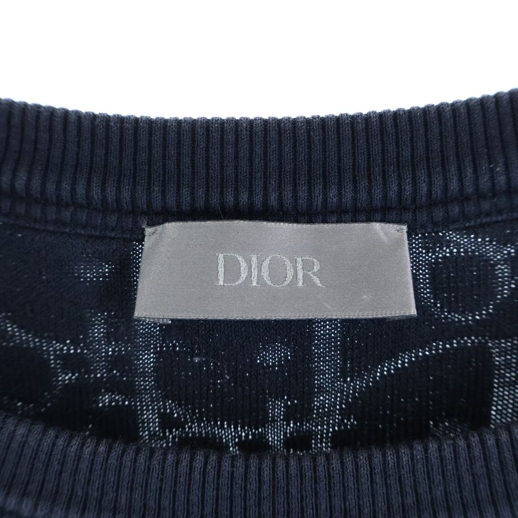 Dior Oblique Terry Jacquard Crew Neck T-Shirt Navy — view 7