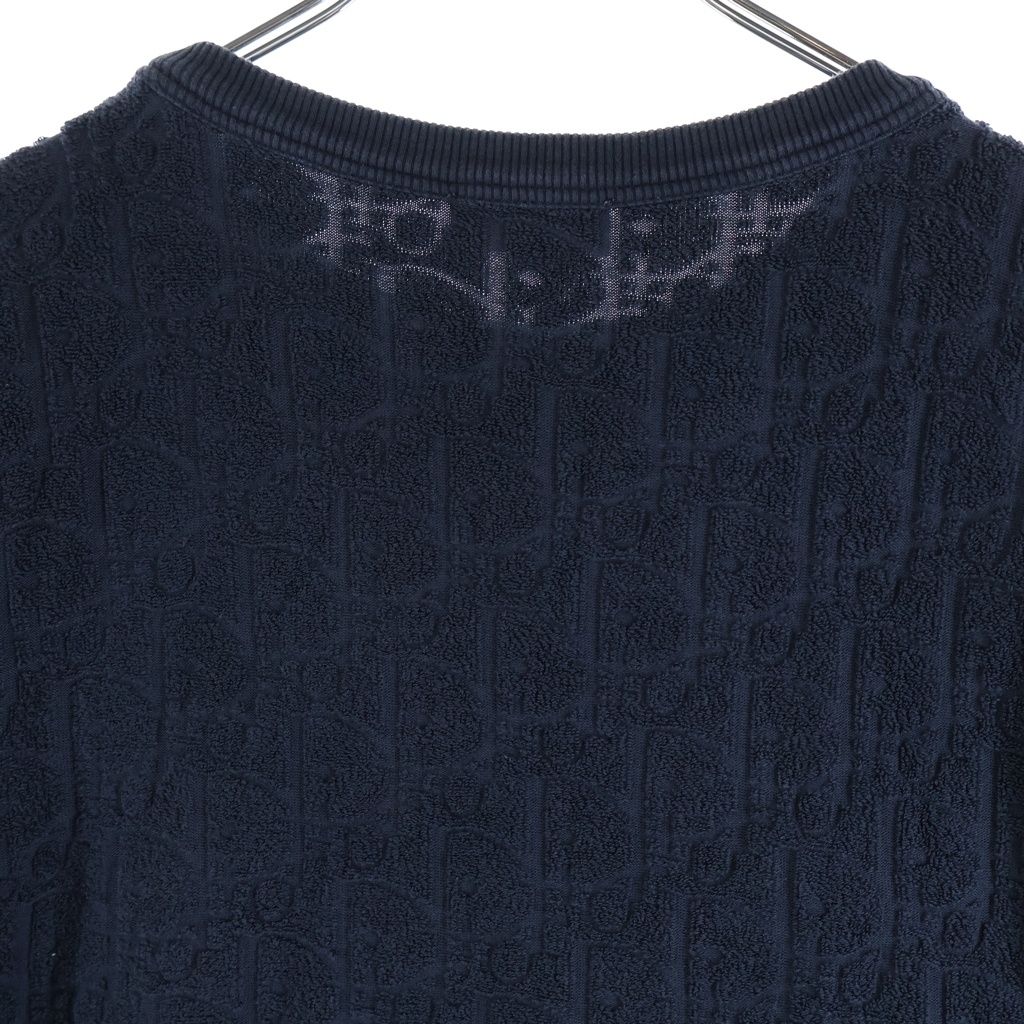 Dior Oblique Terry Jacquard Crew Neck T-Shirt Navy — view 4
