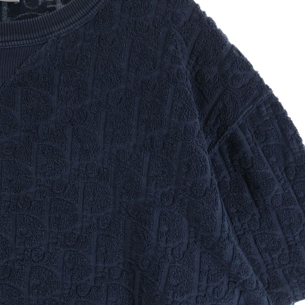 Dior Oblique Terry Jacquard Crew Neck T-Shirt Navy — view 5