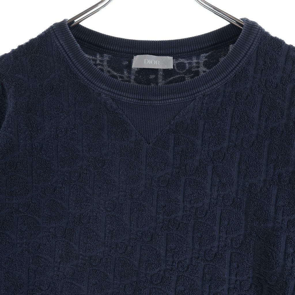 Dior Oblique Terry Jacquard Crew Neck T-Shirt Navy — view 3