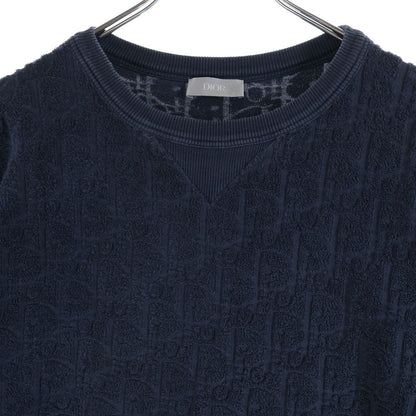 Dior Oblique Terry Jacquard Crew Neck T-Shirt Navy — view 3