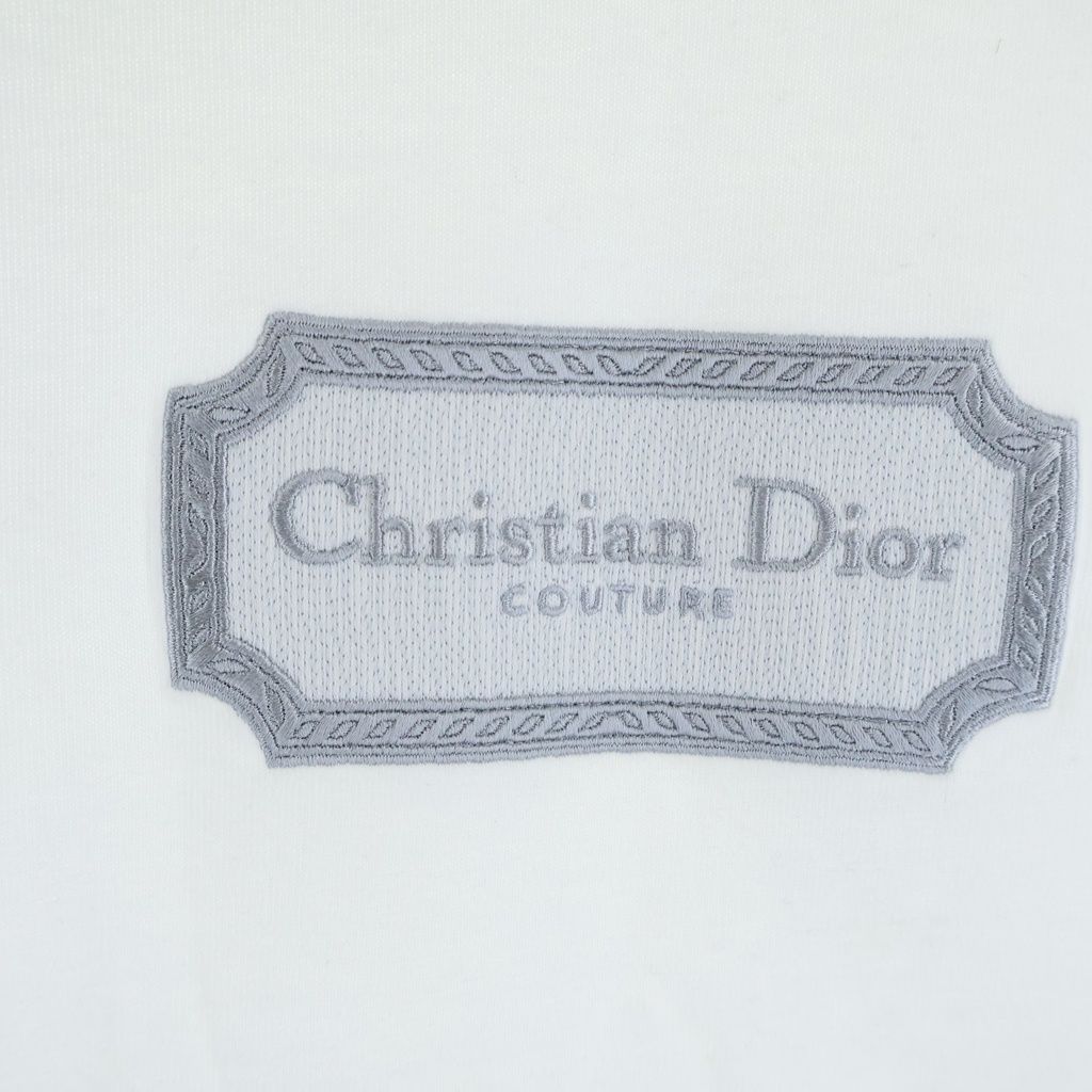 Dior Front Logo Embroidery Short Sleeve T-Shirt White — view 5