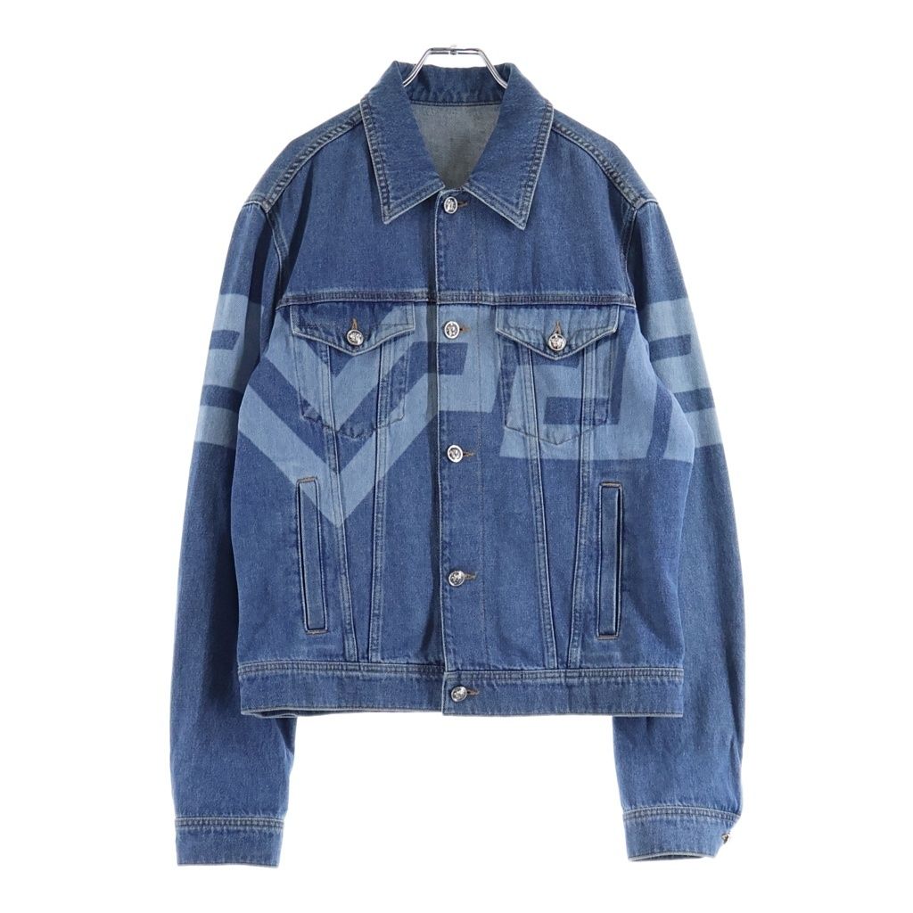 Versace Logo Print Denim Jacket Blue