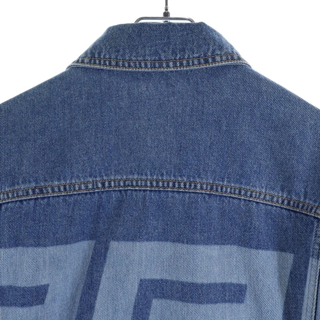 Versace Logo Print Denim Jacket Blue — view 4