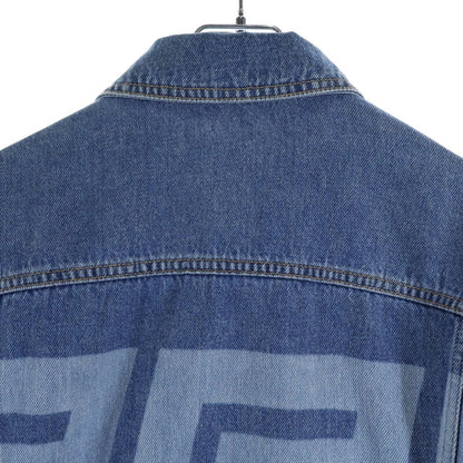 Versace Logo Print Denim Jacket Blue — view 4