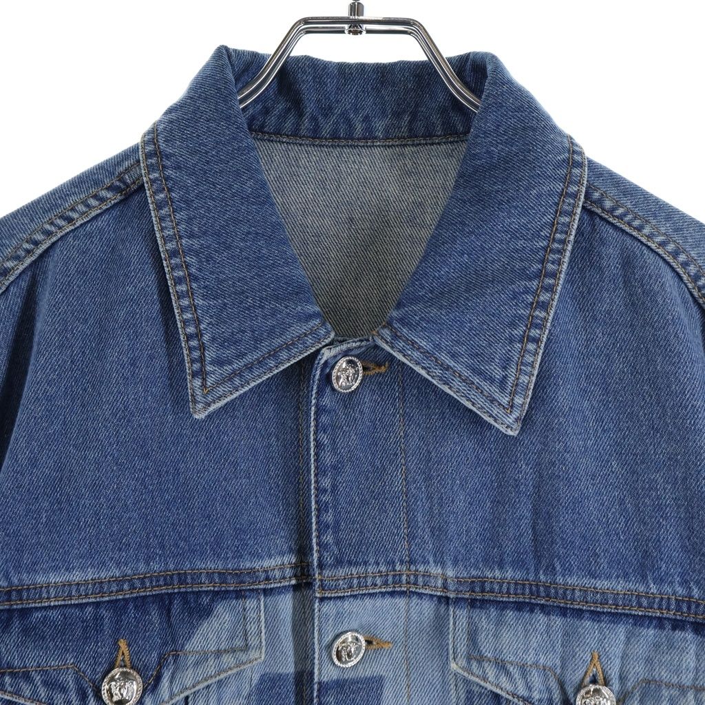 Versace Logo Print Denim Jacket Blue — view 3