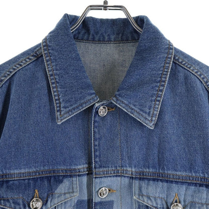 Versace Logo Print Denim Jacket Blue — view 3