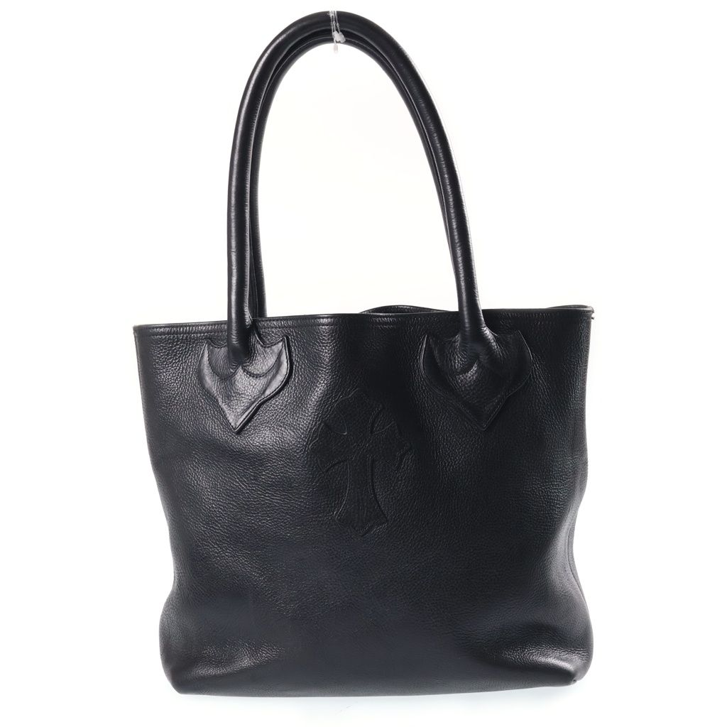 Chrome Hearts Cross Patch Dagger Top Tote Bag Black Leather Silver