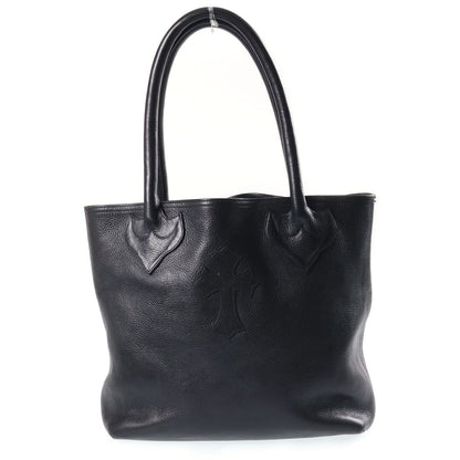 Chrome Hearts Cross Patch Dagger Top Tote Bag Black Leather Silver