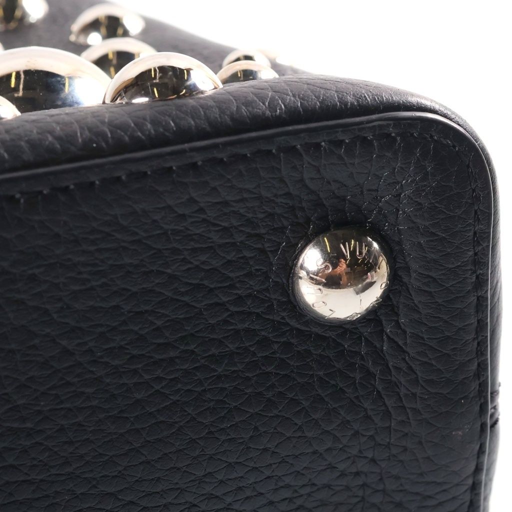 Louis Vuitton Metal Dot Capucines MM 2-Way Shoulder Bag Black Leather Silver — view 6