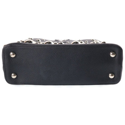 Louis Vuitton Metal Dot Capucines MM 2-Way Shoulder Bag Black Leather Silver — view 4