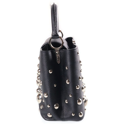 Louis Vuitton Metal Dot Capucines MM 2-Way Shoulder Bag Black Leather Silver — view 3