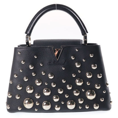 Louis Vuitton Metal Dot Capucines MM 2-Way Shoulder Bag Black Leather Silver