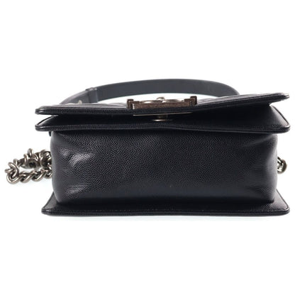Chanel Boy 20 Small Shoulder Bag Chain Black Caviar Leather Silver — view 4