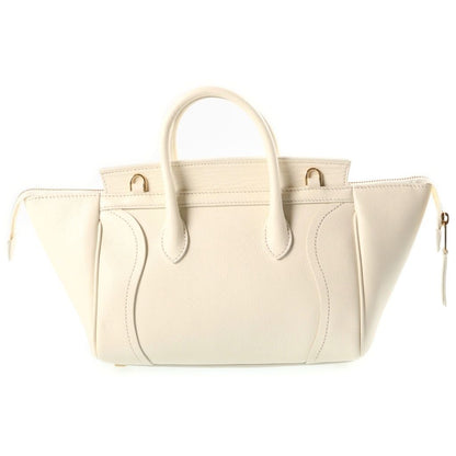 Celine Little Luggage 2-Way Shoulder Bag Ivory White Grained Calfskin Gold — view 2