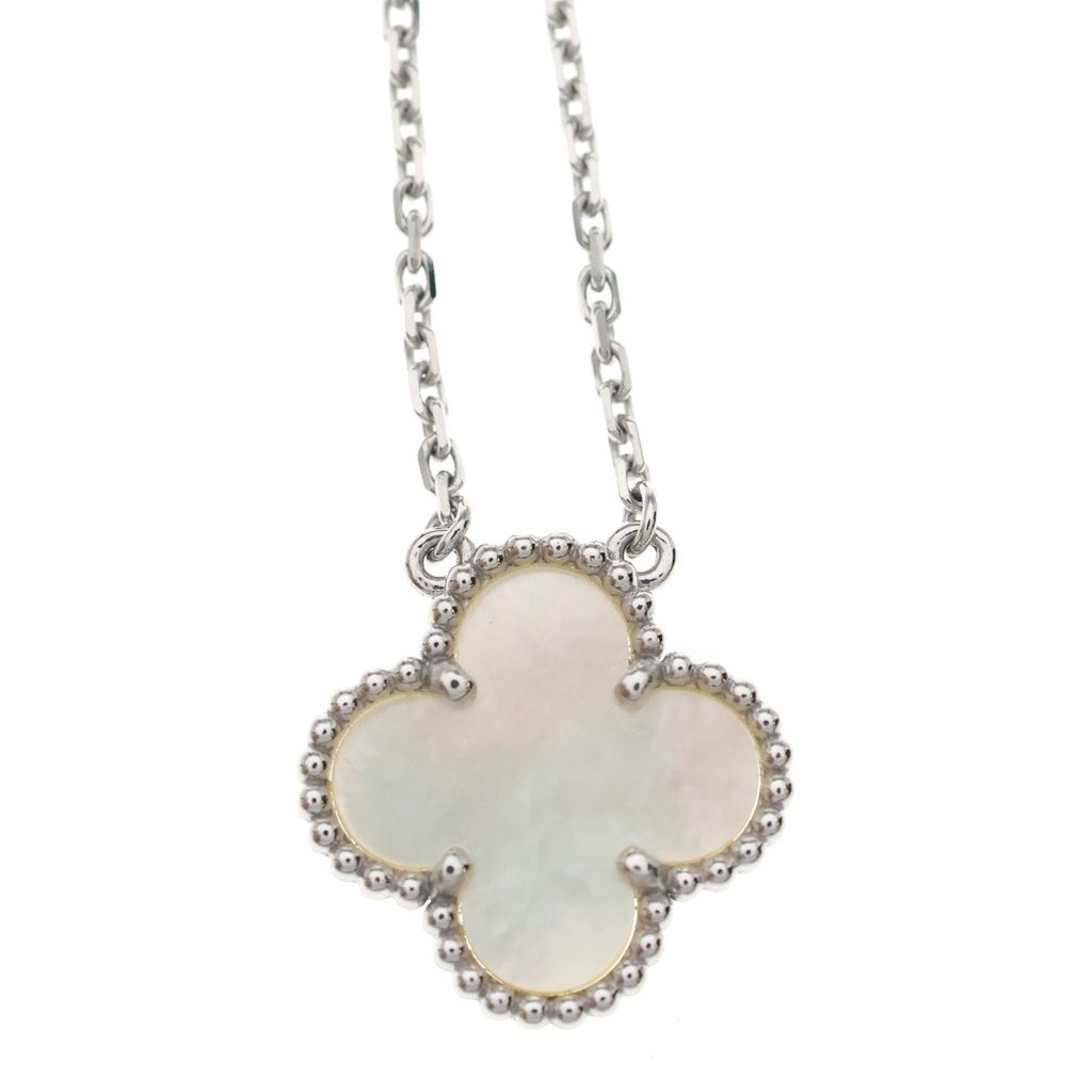 Van Cleef & Arpels Vintage Alhambra Mother of Pearl Necklace 18k White Gold — view 3