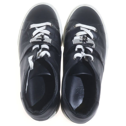 Hermes Day Kelly Buckle Low Cut Leather Sneakers Silver Black — view 4