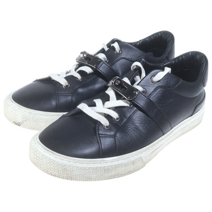 Hermes Day Kelly Buckle Low Cut Leather Sneakers Silver Black — view 2