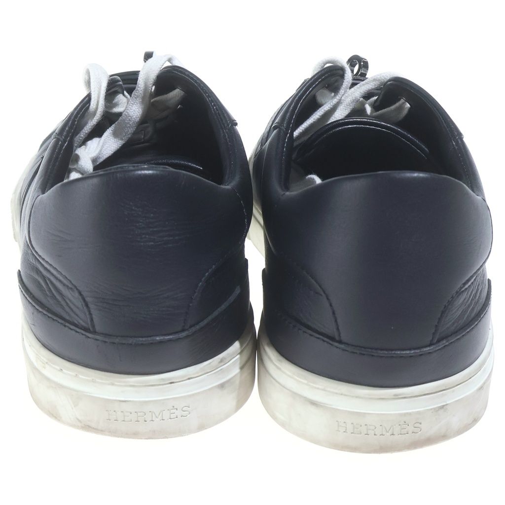 Hermes Day Kelly Buckle Low Cut Leather Sneakers Silver Black — view 3