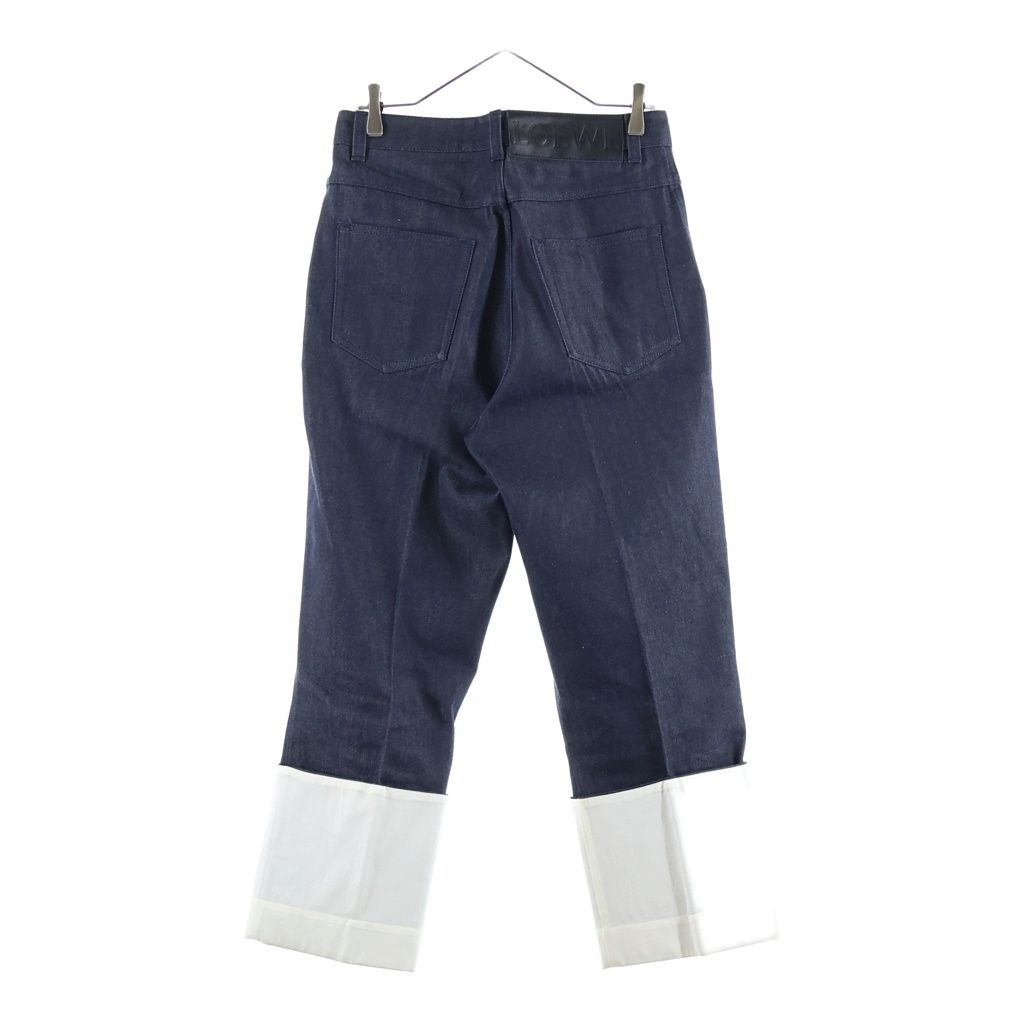 Loewe Logo Patch Denim Pants Fisherman Cotton Turn Up Indigo — view 2