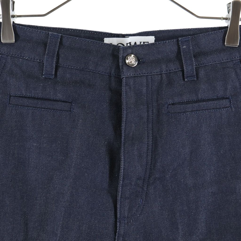 Loewe Logo Patch Denim Pants Fisherman Cotton Turn Up Indigo — view 3