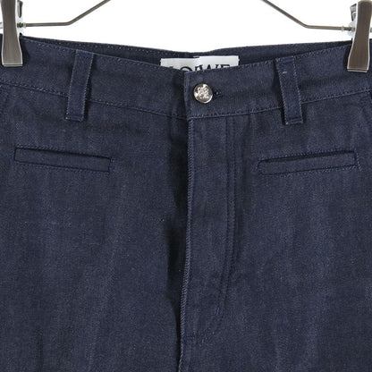 Loewe Logo Patch Denim Pants Fisherman Cotton Turn Up Indigo — view 3