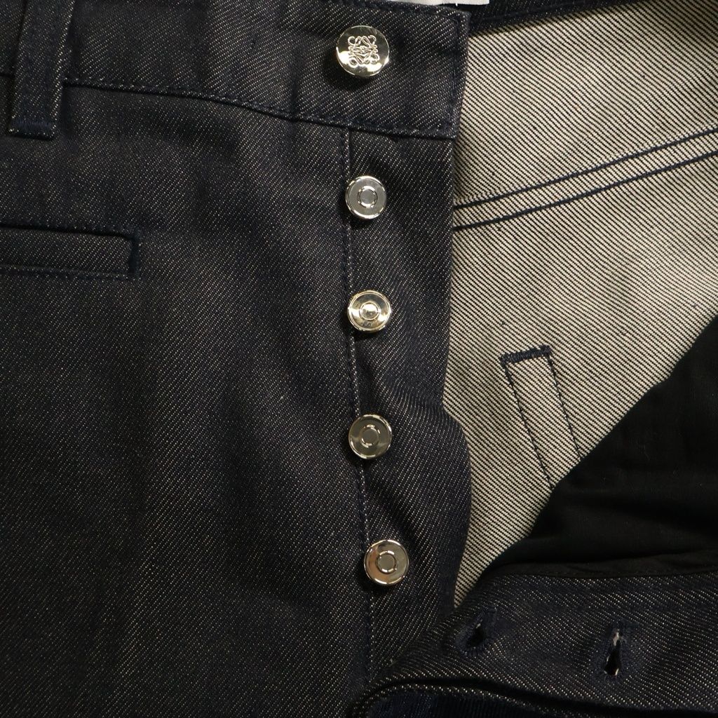 Loewe Logo Patch Denim Pants Fisherman Cotton Turn Up Indigo — view 6