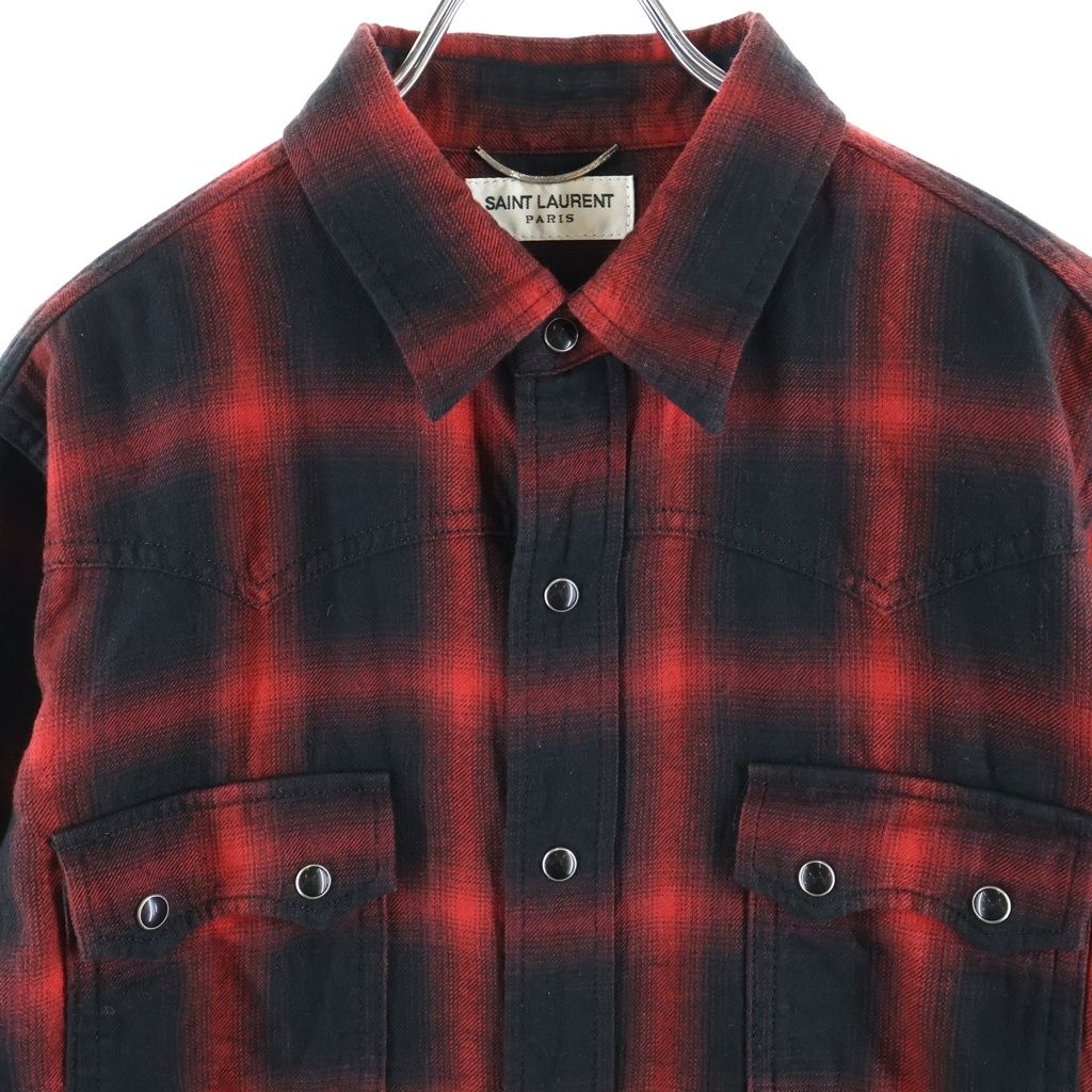 Saint Laurent Paris Plaid Western Shirt — view 3