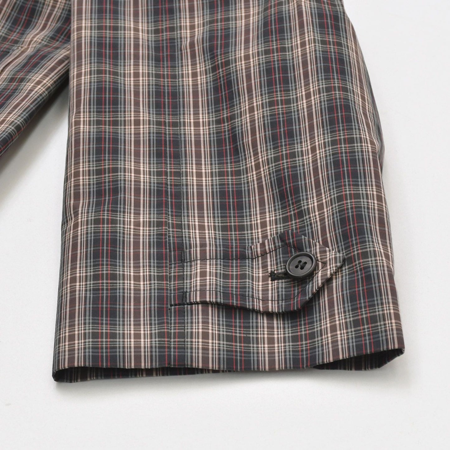 Prada Plaid Trench Shirt Coat Black Red Gray Triangle Logo — view 5