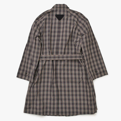 Prada Plaid Trench Shirt Coat Black Red Gray Triangle Logo — view 2