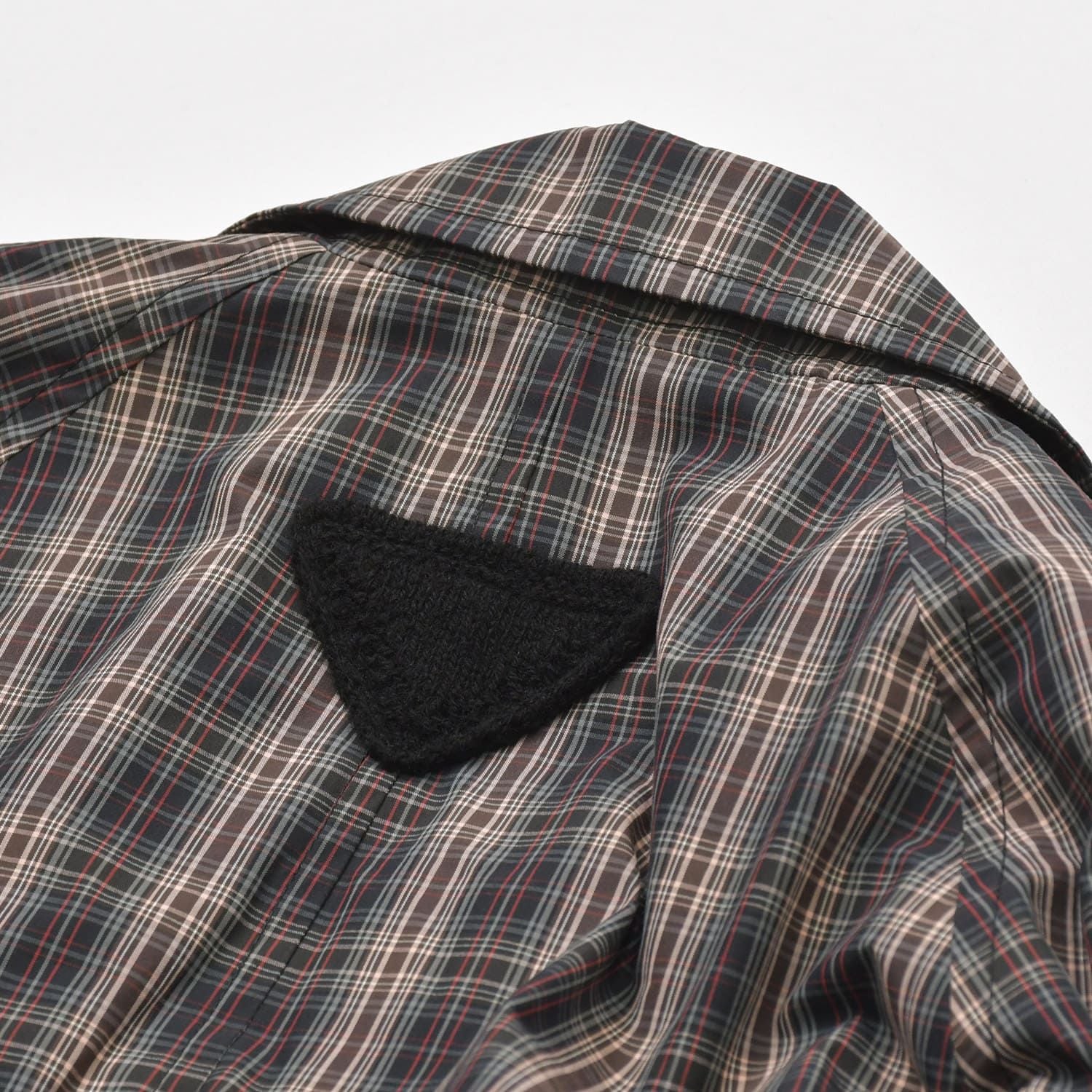Prada Plaid Trench Shirt Coat Black Red Gray Triangle Logo — view 7