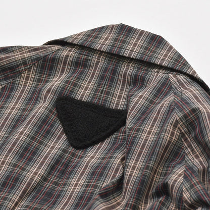 Prada Plaid Trench Shirt Coat Black Red Gray Triangle Logo — view 7