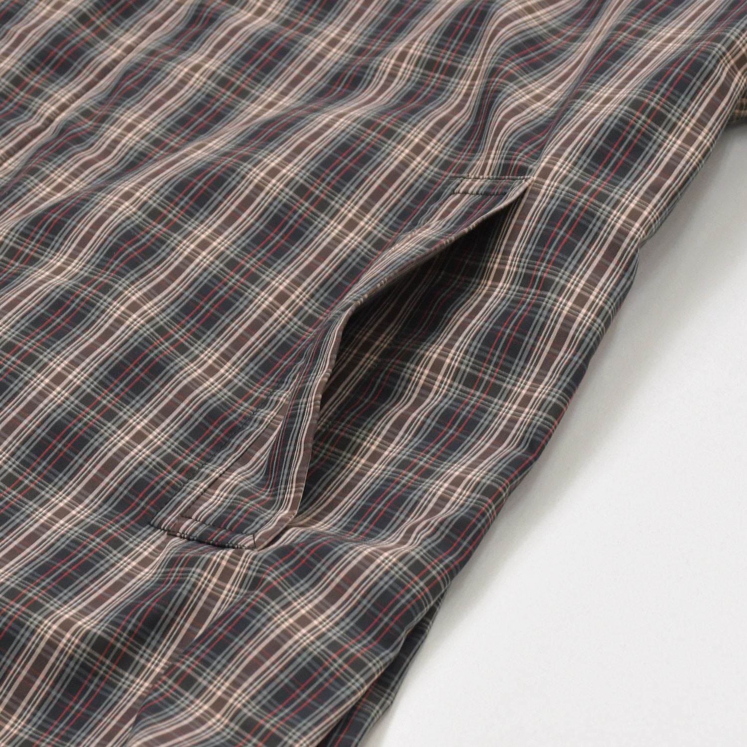Prada Plaid Trench Shirt Coat Black Red Gray Triangle Logo — view 6