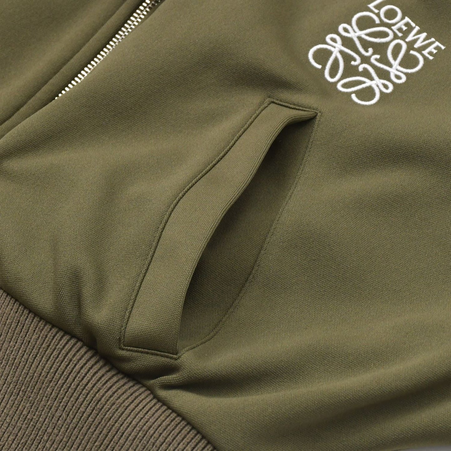 Loewe Anagram Technical Jersey Bomber Jacket Khaki — view 7