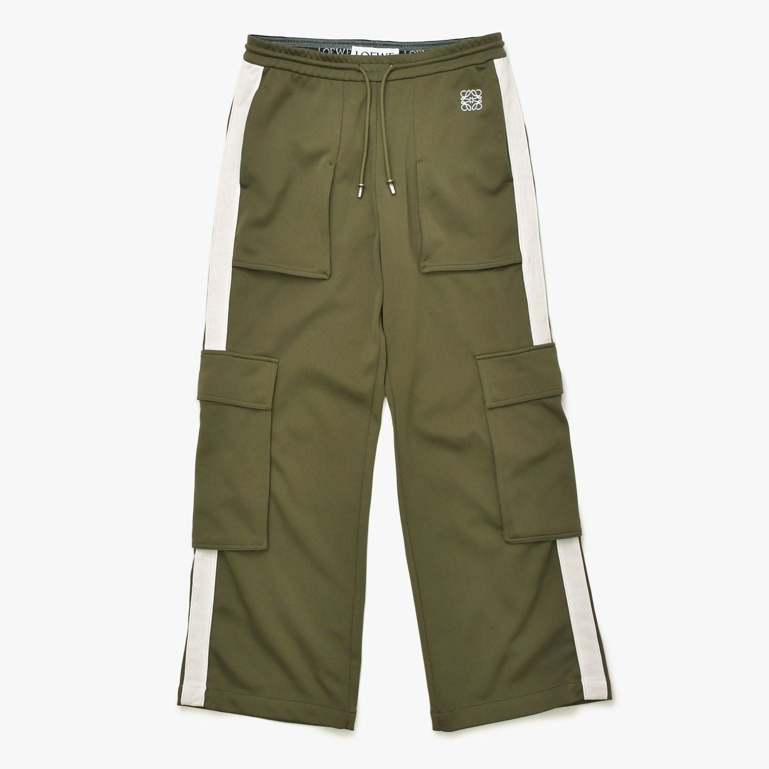 Loewe Jersey Cargo Pants Anagram Logo Cotton Polyester Khaki