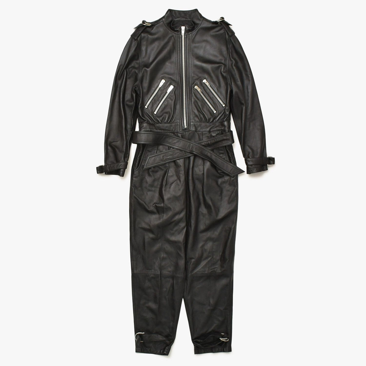 Celine Lambskin Jumpsuit Zip Up Black Hedi Slimane Era Silver