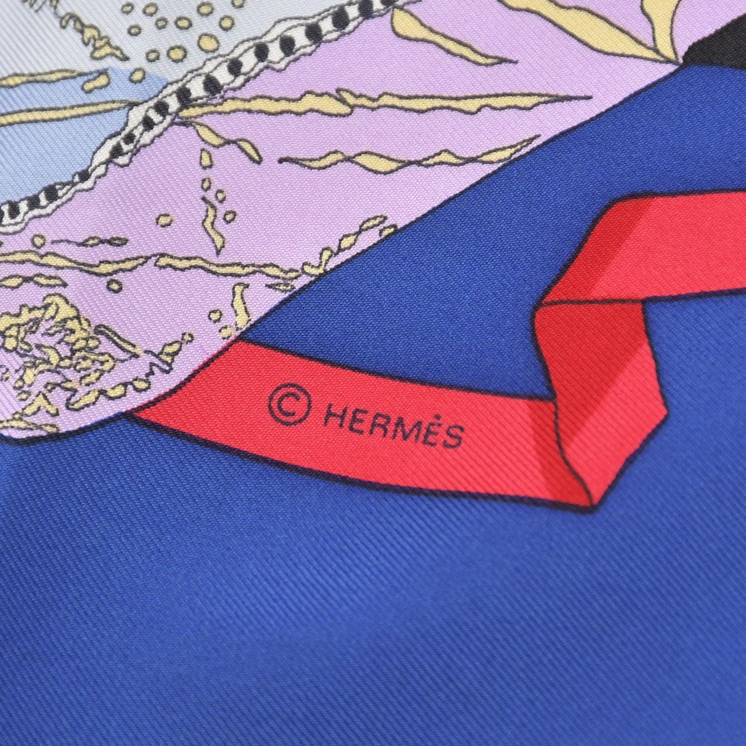 Hermes Scarf Carre 90 Silk Blue Multicolor — view 4
