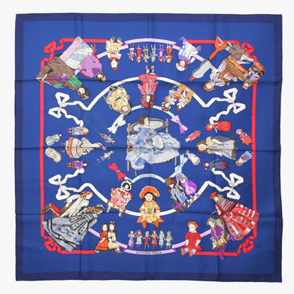Hermes Scarf Carre 90 Silk Blue Multicolor