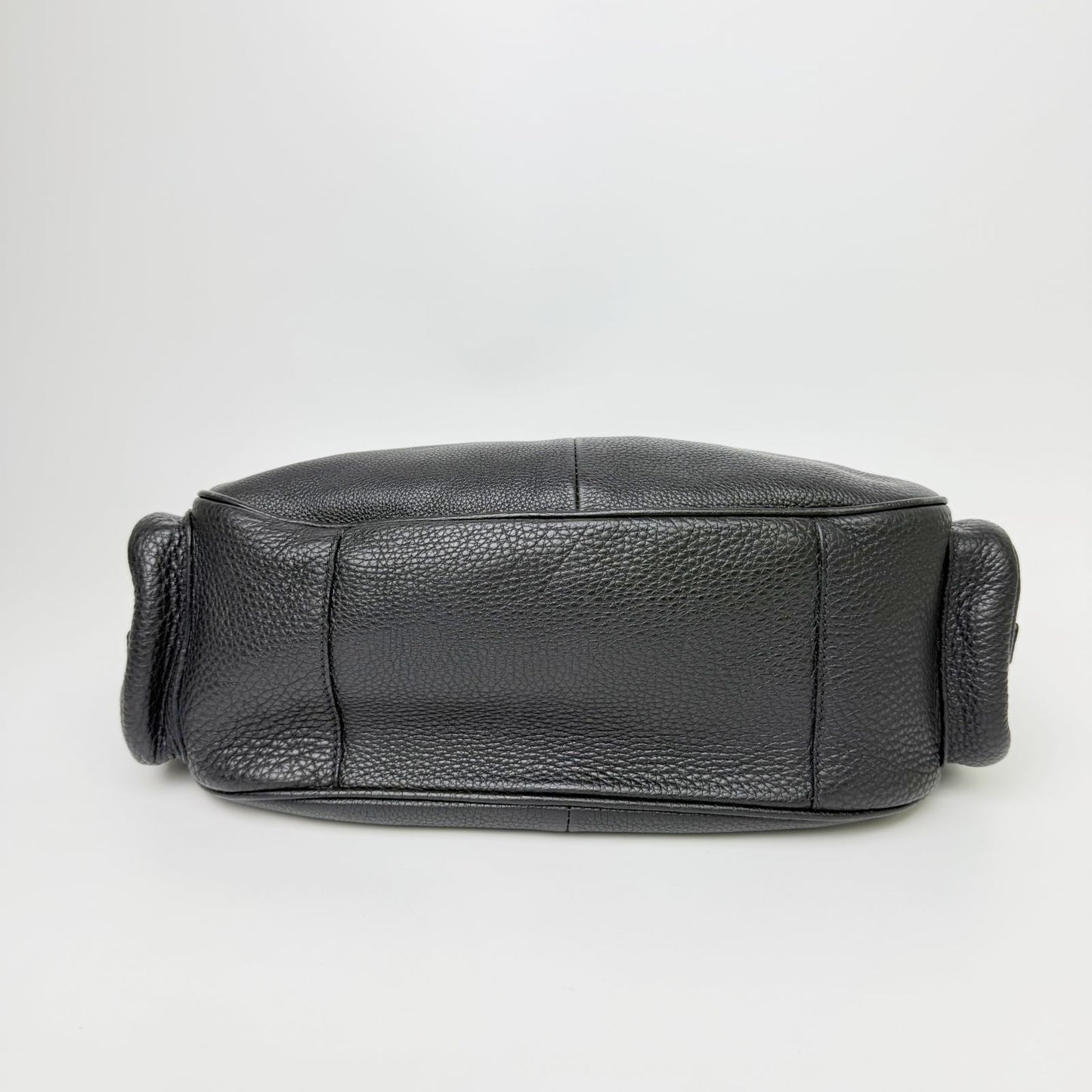 Prada Side Pocket Triangle Logo Leather Hobo Shoulder Bag Black Silver Vintage — view 5