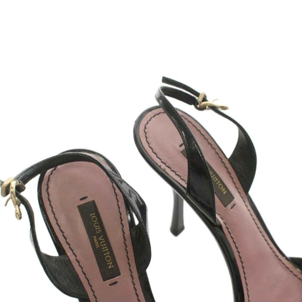 Louis Vuitton Sandals Strap Heels Patent Black — view 7