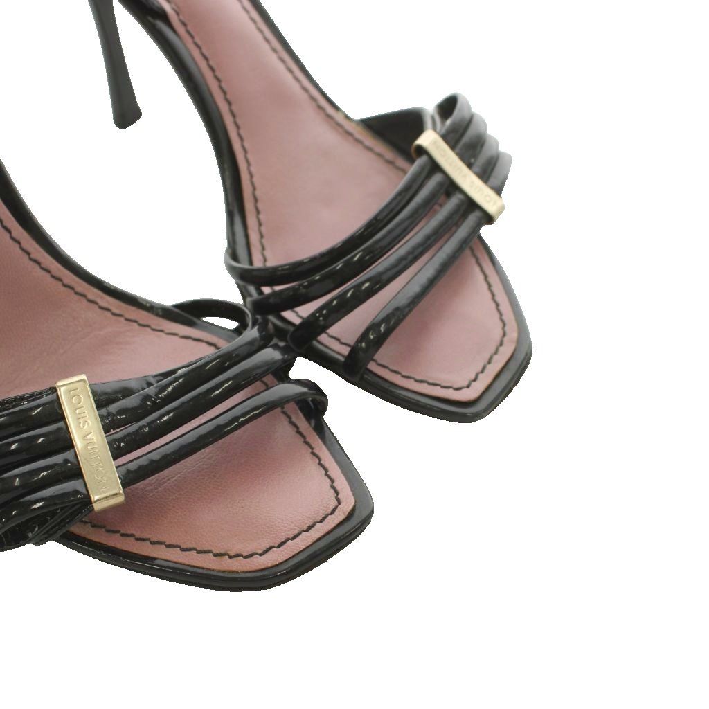 Louis Vuitton Sandals Strap Heels Patent Black — view 6